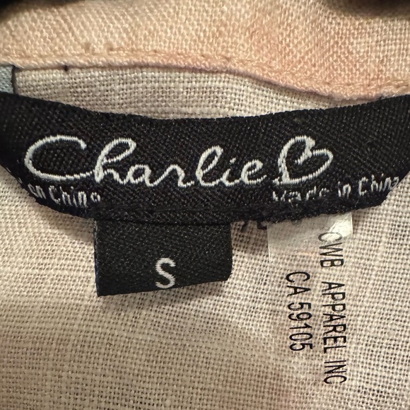 100% Linen| Dusty Rose with daisies| Front tie|CHARLIE B| US S - Picture 2 of 9